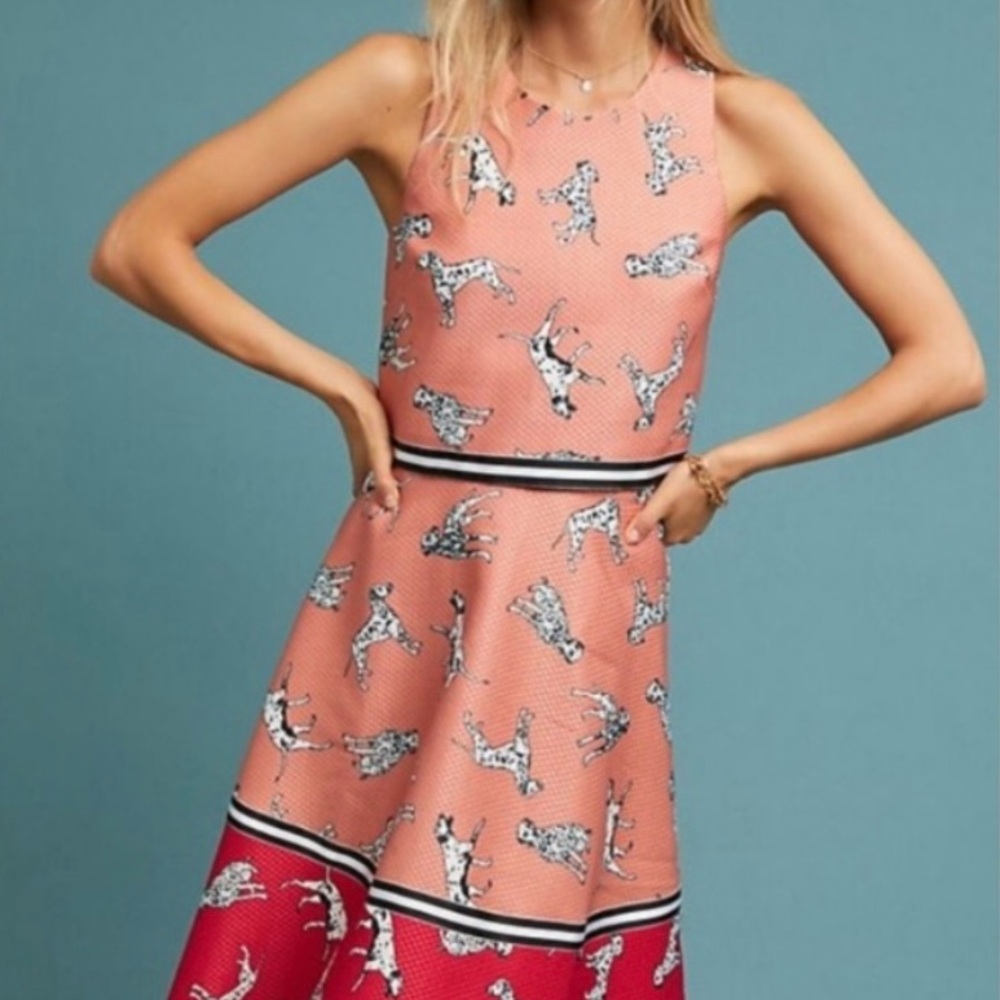 Dalmatian print color block midi skirt